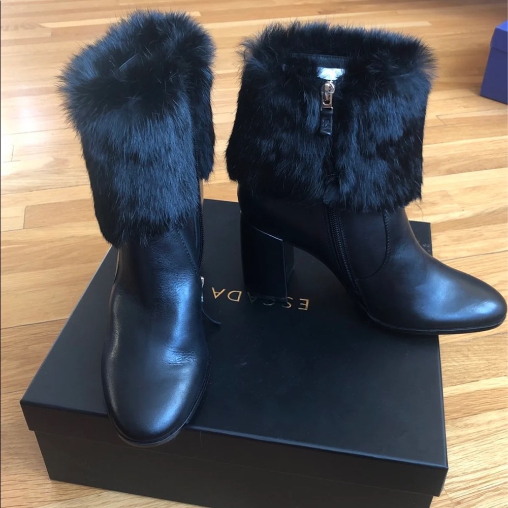 Escada Leather Bootie with fur